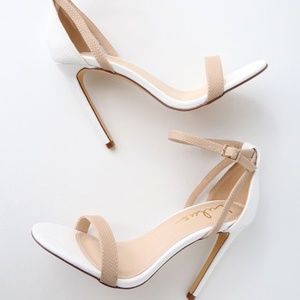 White and nude heels